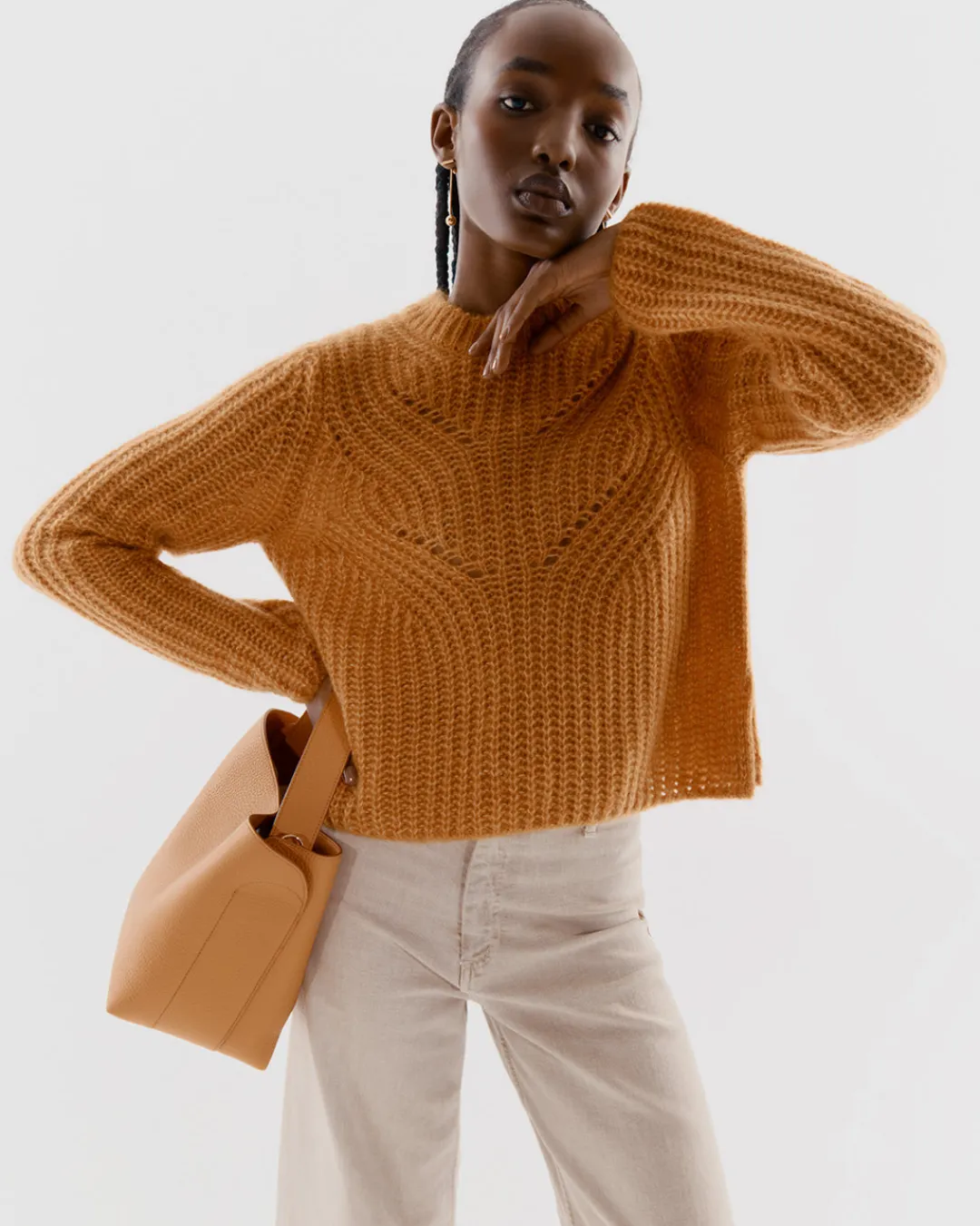 New Cuyana Alpaca Wool Crewneck Sweater Turmeric