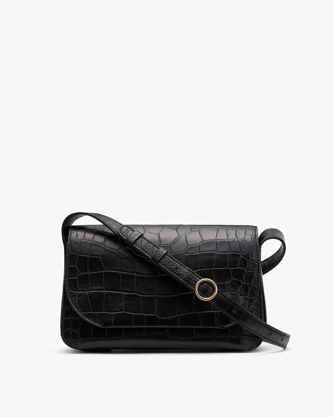 Outlet Cuyana Concertina Shoulder Bag (Croco) Black