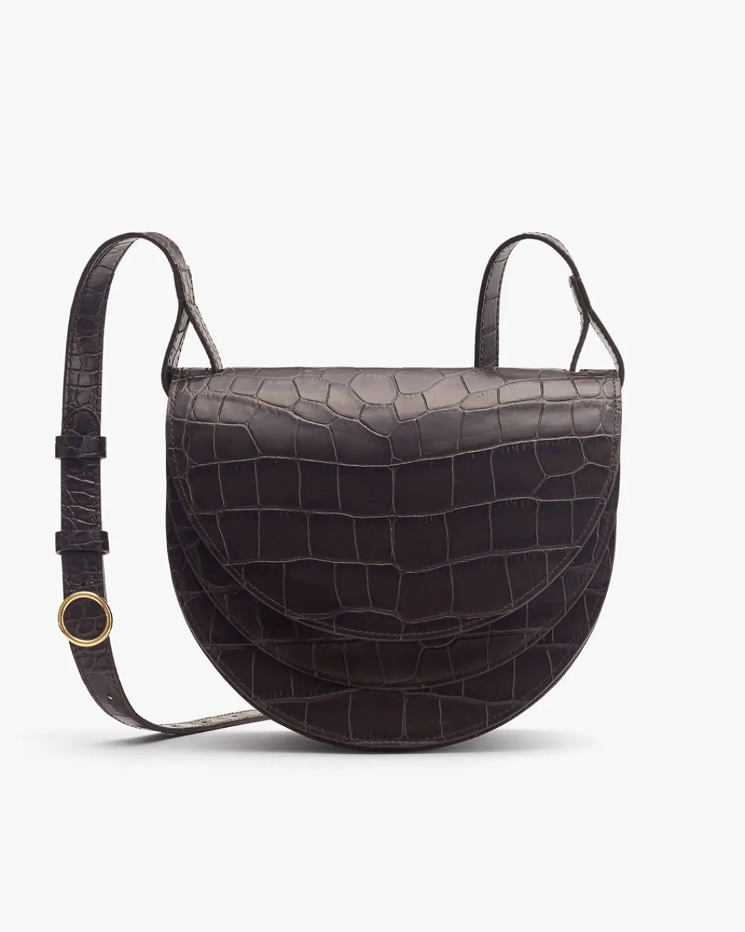 Best Cuyana Double Moon Saddle Bag (Croco) Mocha
