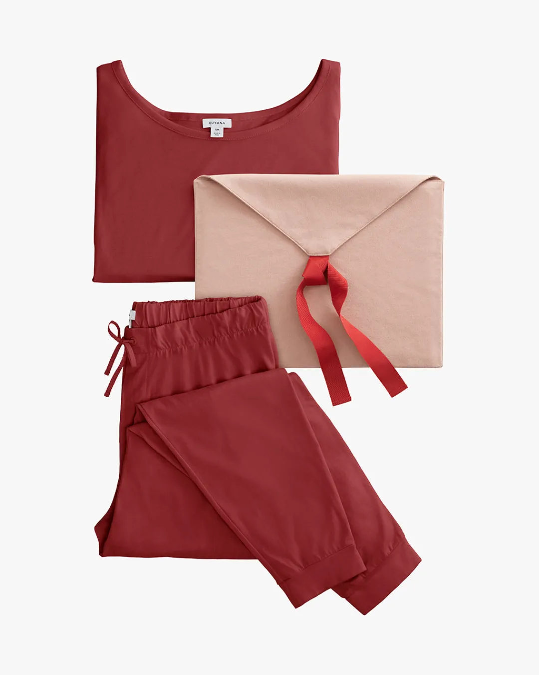 Online Cuyana Drape-Back Sleep Set Cherry