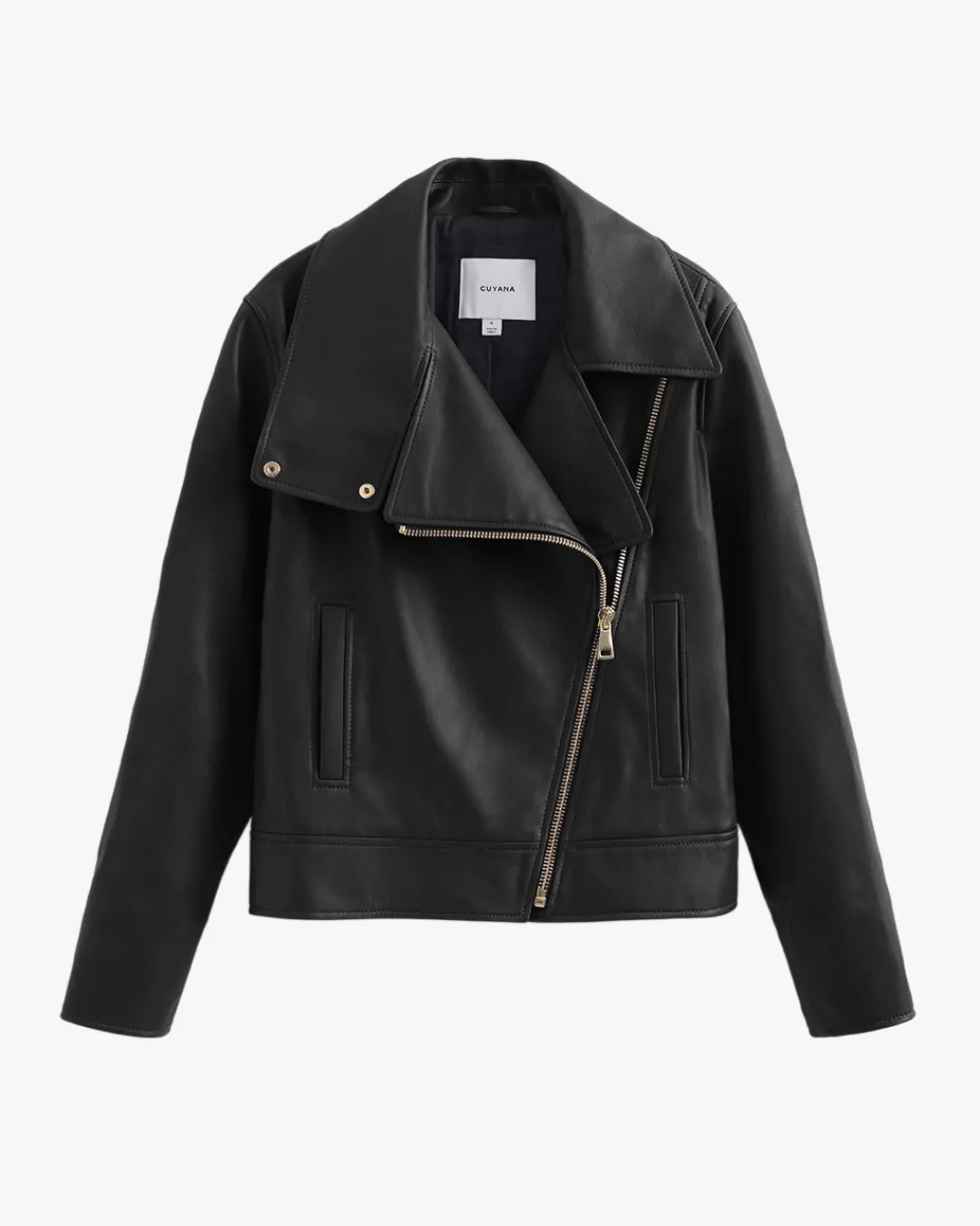 New Cuyana Leather Moto Jacket Black