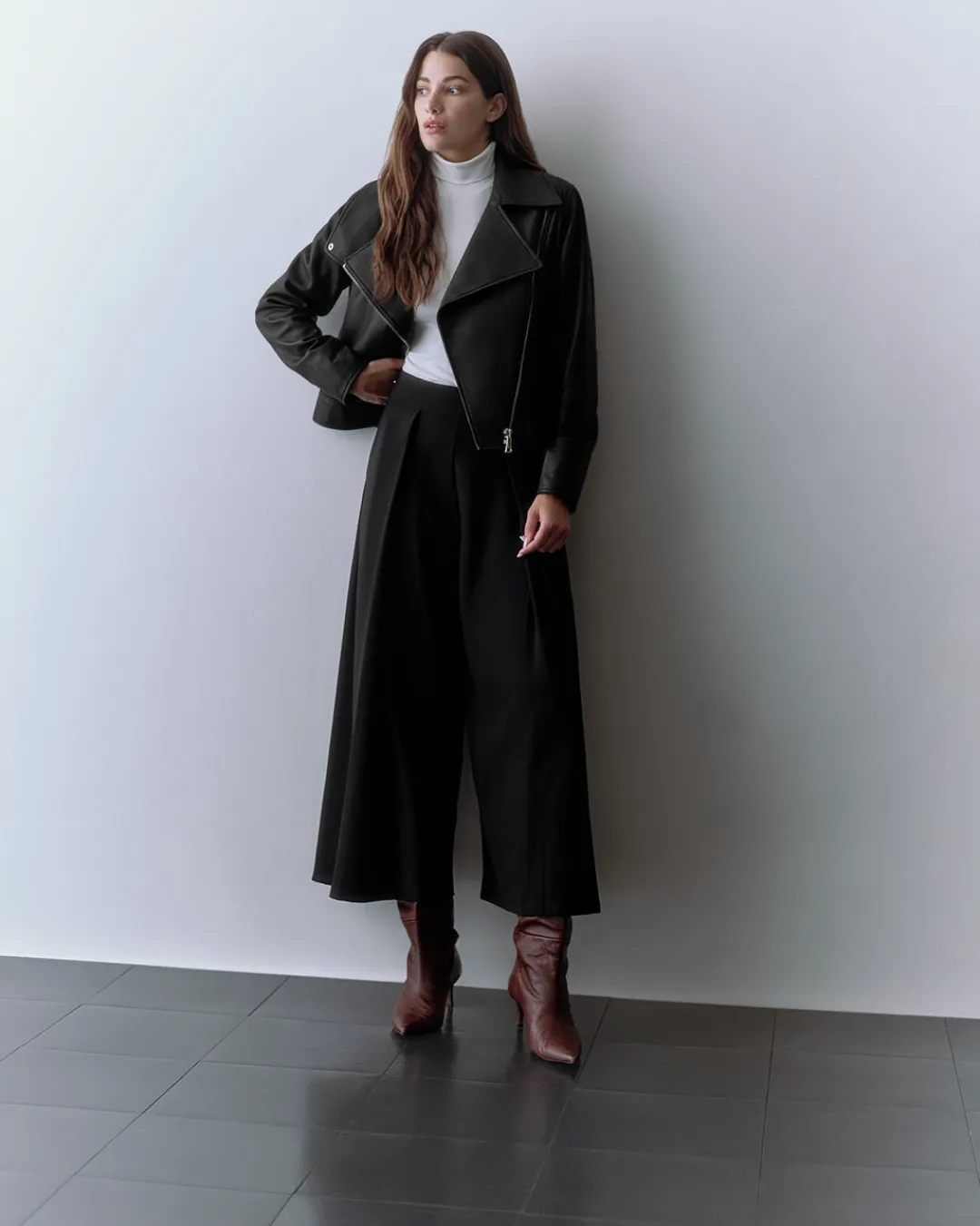 New Cuyana Leather Moto Jacket Black