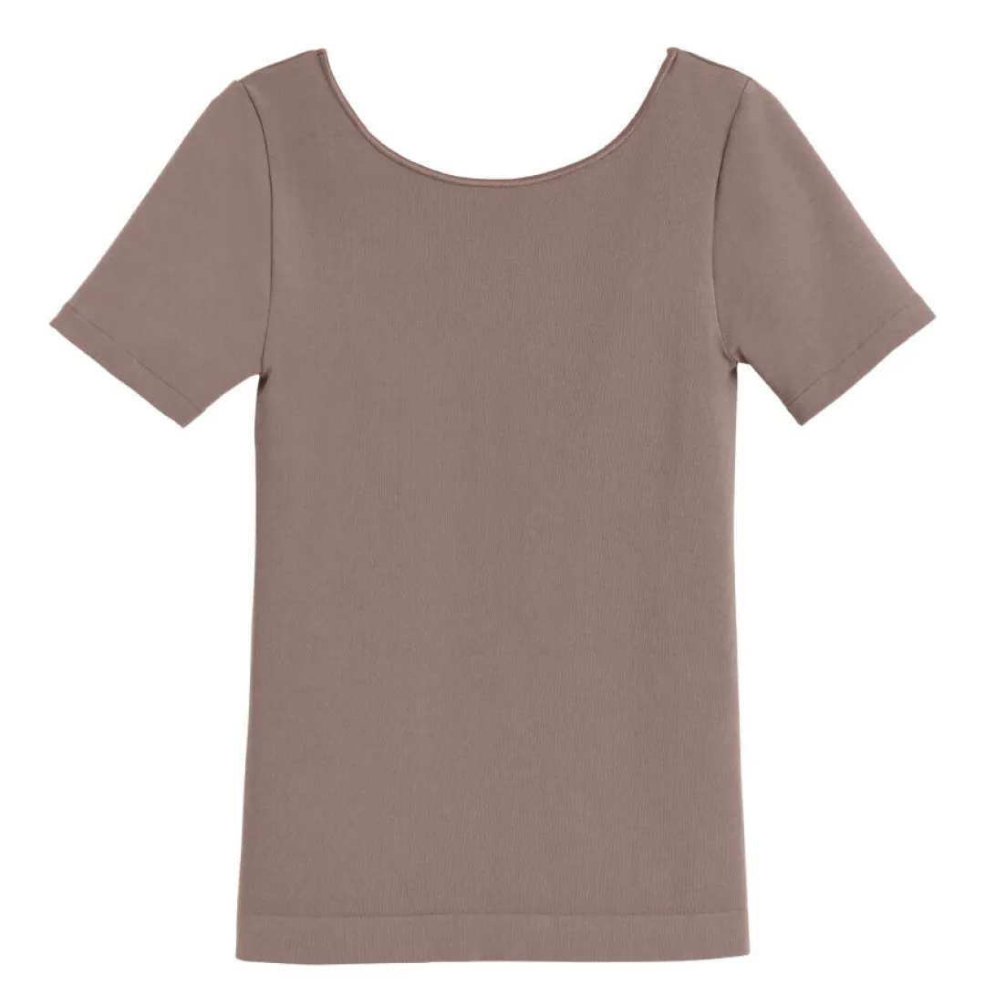 New Cuyana Stretch Scoop Neck Tee Mushroom